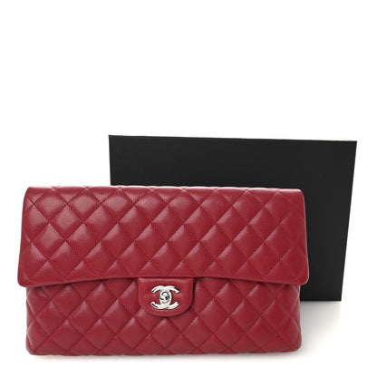 Chanel Caviar Quilted Flap Clutch Red 9 of 9