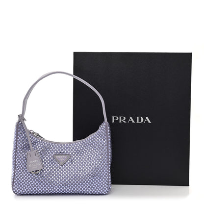 Prada Satin Crystal Mini Re-Edition 2000 Bag Glicine 12 of 12