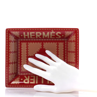 Hermes Porcelain Sellier Change Tray Rouge Or 2 of 4