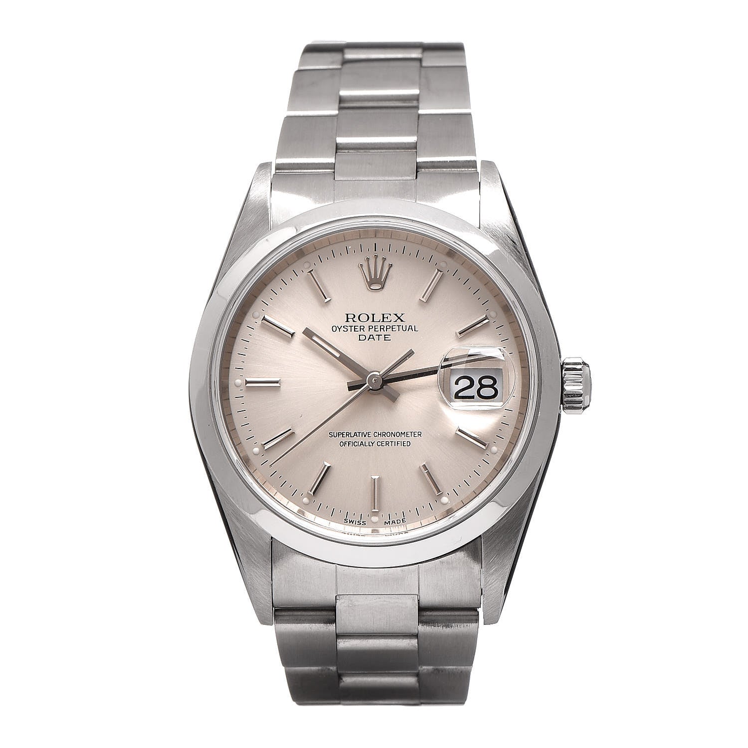 Rolex Stainless Steel 34mm Oyster Perpertual Date Watch Silver 15200 1 of 9