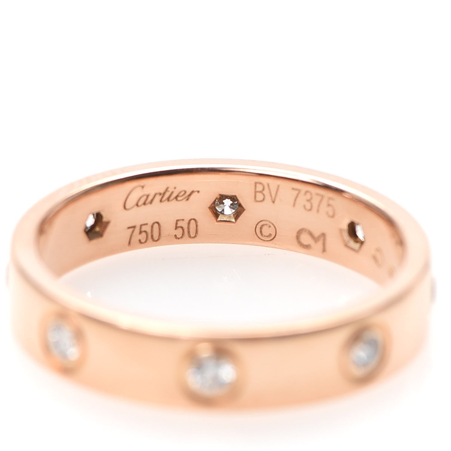 Cartier 18K Pink Gold 8 Diamond 4mm LOVE Wedding Band Ring 50 5.25 4 of 5