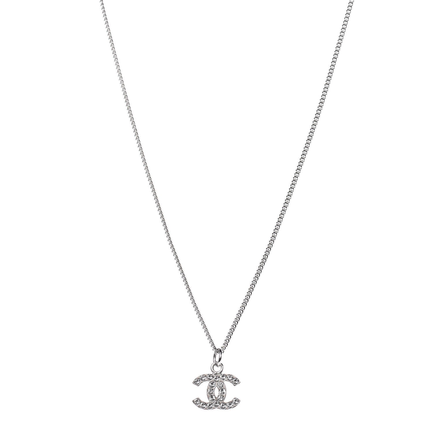 Chanel Crystal Timeless CC Necklace Silver 1 of 5