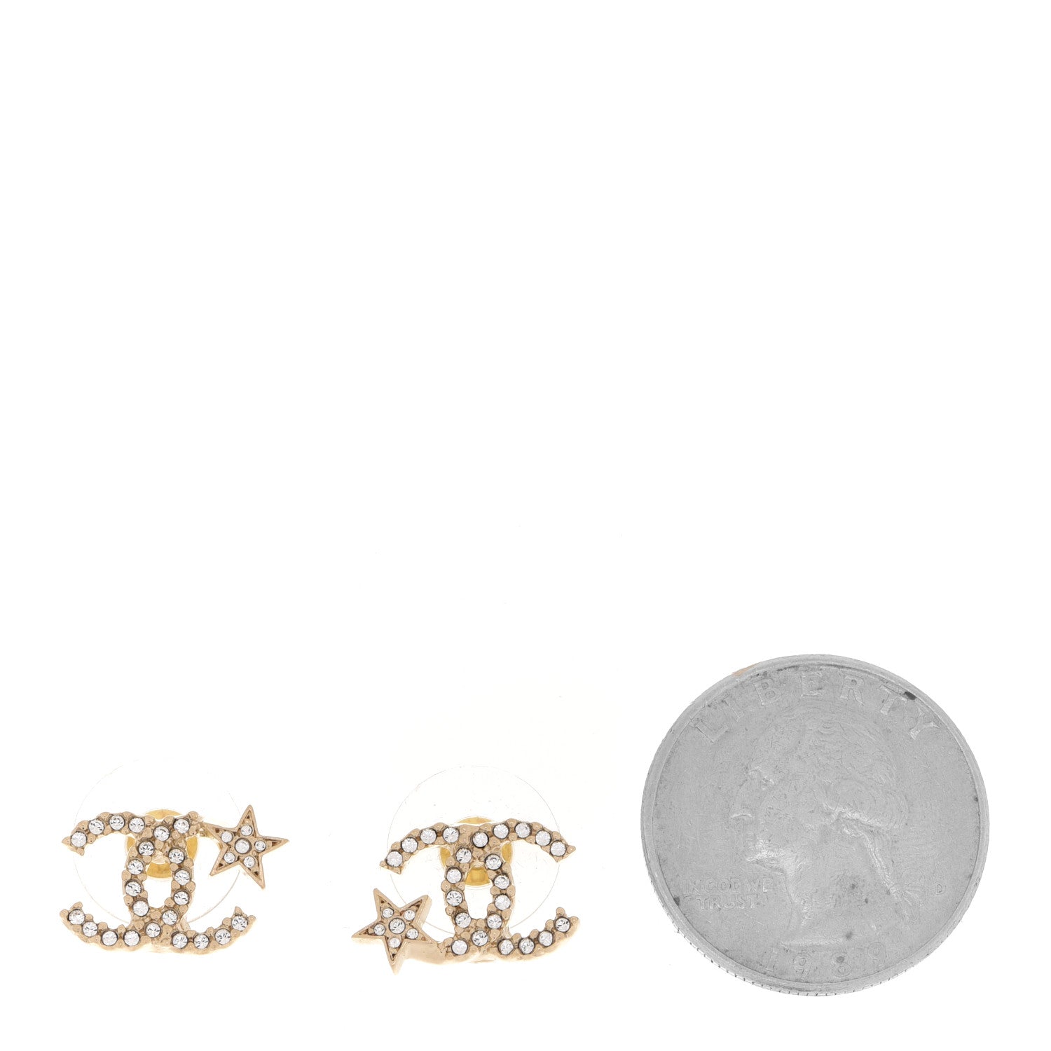 Chanel Crystal CC Starfall Earrings Gold 2 of 5