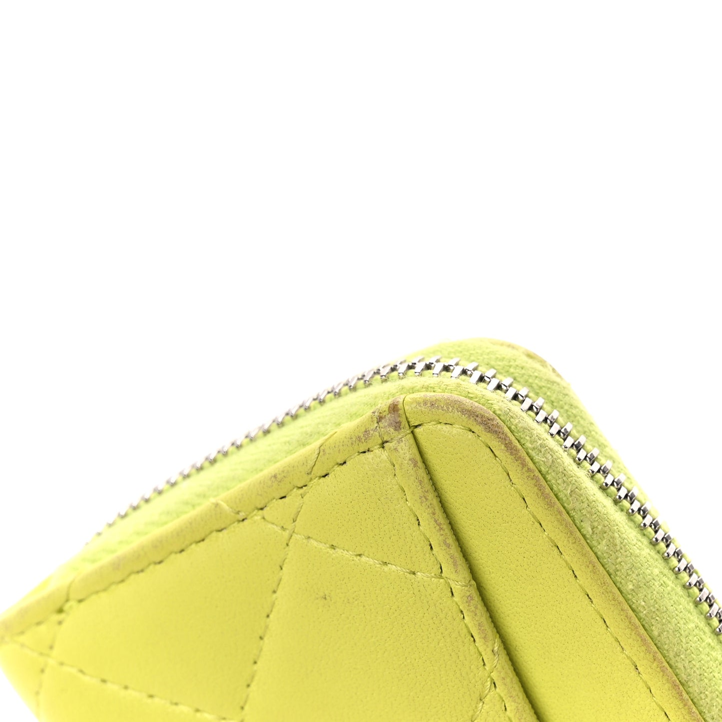 Lambskin Quilted Zip Coin Purse Yellow