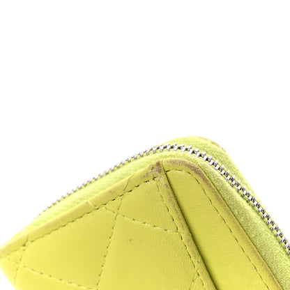 Chanel Lambskin Quilted Zip Coin Purse Yellow 13 of 15