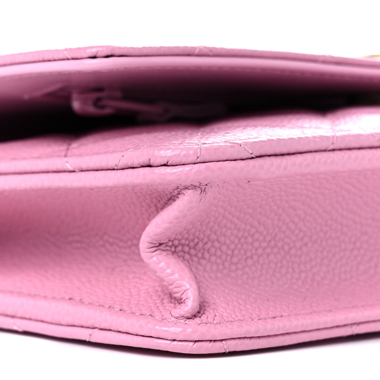 Chanel Shiny Caviar Quilted Pick Me Up Wallet On Chain WOC Pink 9 of 11