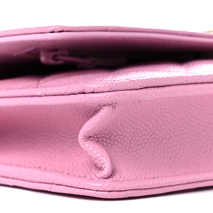 Chanel Shiny Caviar Quilted Pick Me Up Wallet On Chain WOC Pink 9 of 11
