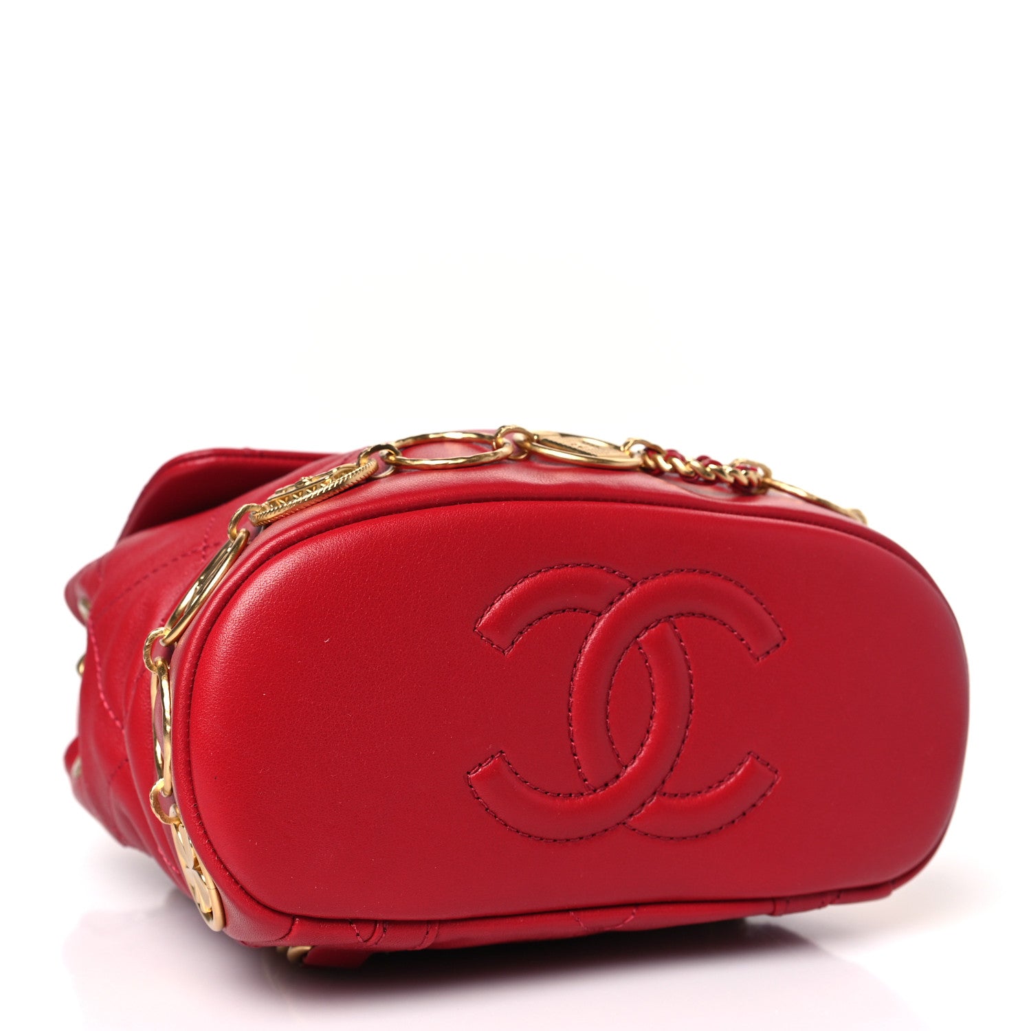Chanel Calfskin Quilted Small Charms Backpack Red 4 of 9