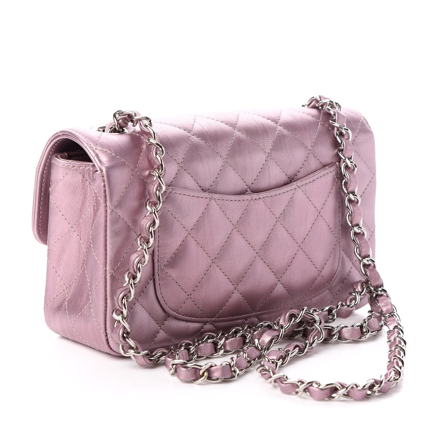 Chanel Metallic Calfskin Quilted Mini Rectangular Flap Pink 3 of 10
