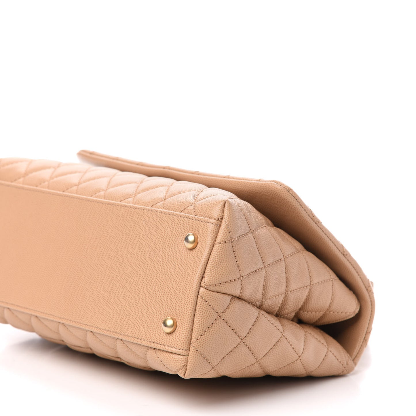 Caviar Quilted Small Coco Handle Flap Light Beige