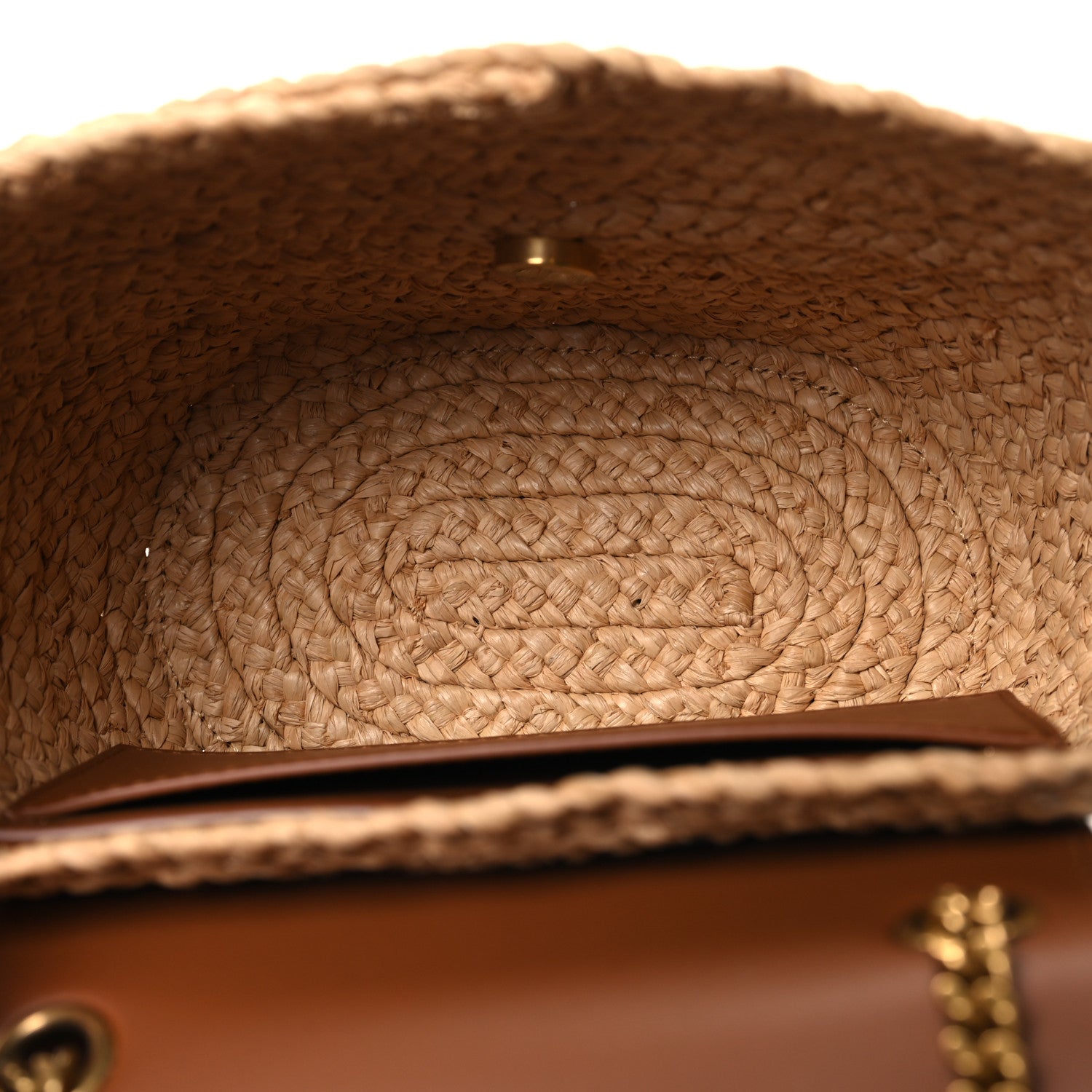 Saint Laurent Raffia Calfskin Mini Panier Shoulder Bag Natural Brick 5 of 9