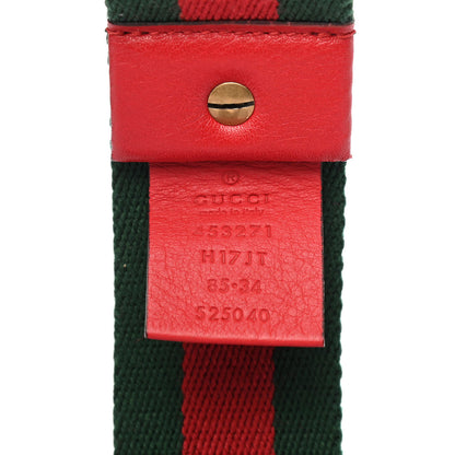 Gucci Web Feline D Ring Belt 85 34 Red Green 3 of 4