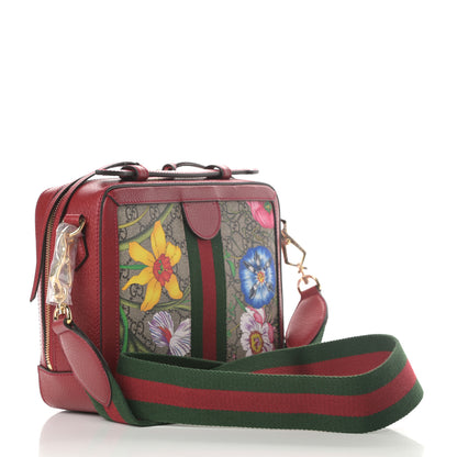 Gucci GG Supreme Monogram Flora Web Small Ophidia Top Handle Shoulder Bag Hibiscus Red 3 of 11