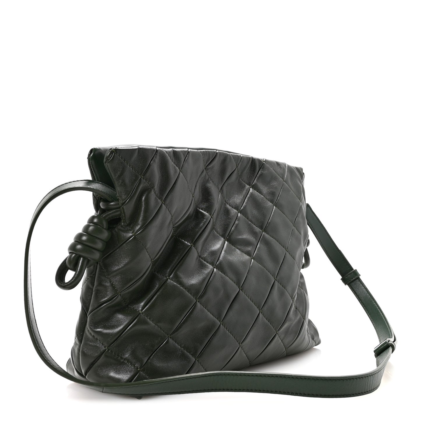 Calfskin Quilted Flamenco Knot Clutch Verde
