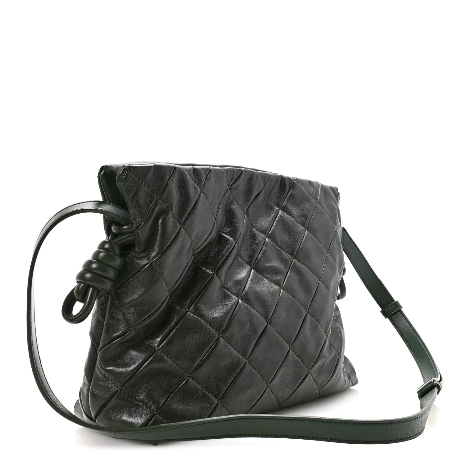Loewe Calfskin Quilted Flamenco Knot Clutch Verde 3 of 11
