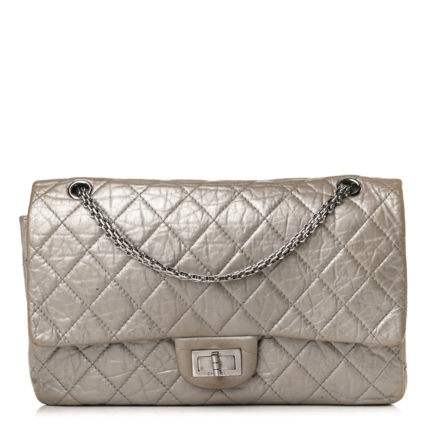 Metallic Aged Calfskin Quilted 2.55 Reissue 227 Flap Grey