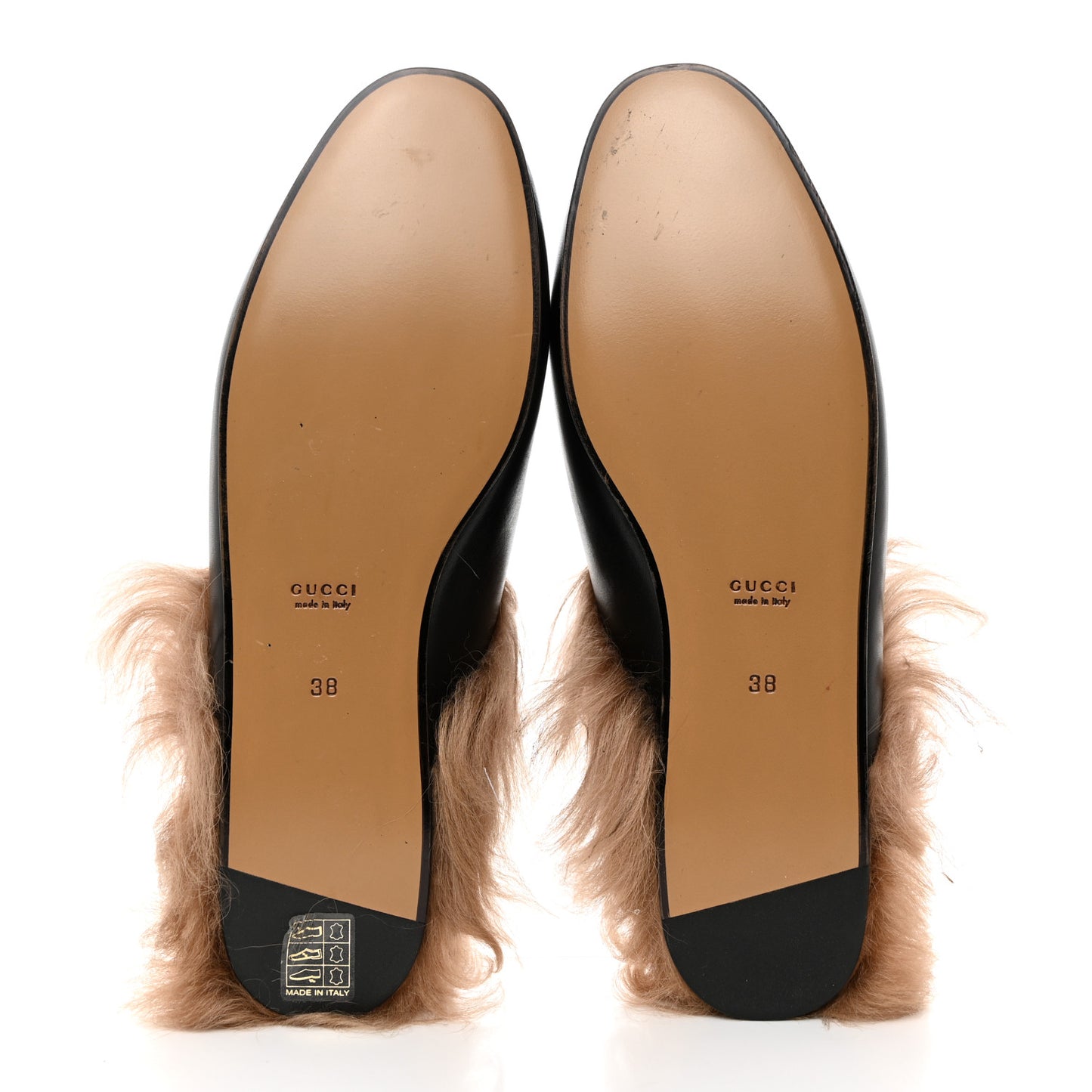 Calfskin Fur Womens Princetown Slippers 38 Black