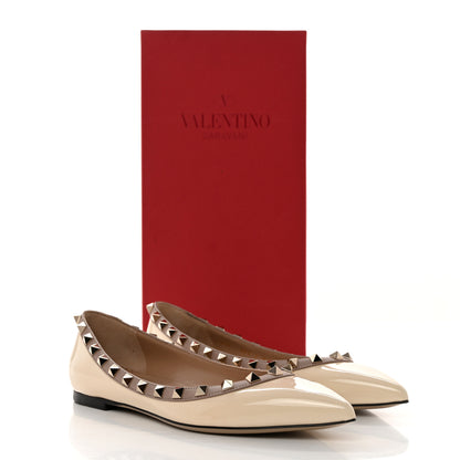 Valentino Garavani Patent Rockstud Ballerina Flats 37 Light Ivory Poudre 9 of 9