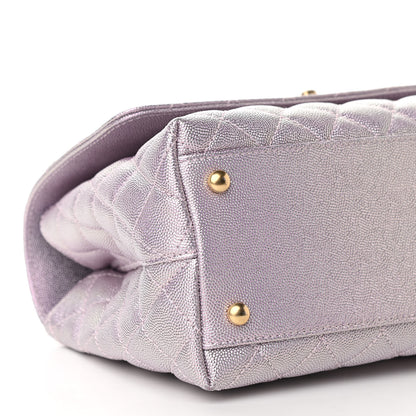 Chanel Metallic Caviar Quilted Small Coco Handle Flap Light Pink 9 of 10