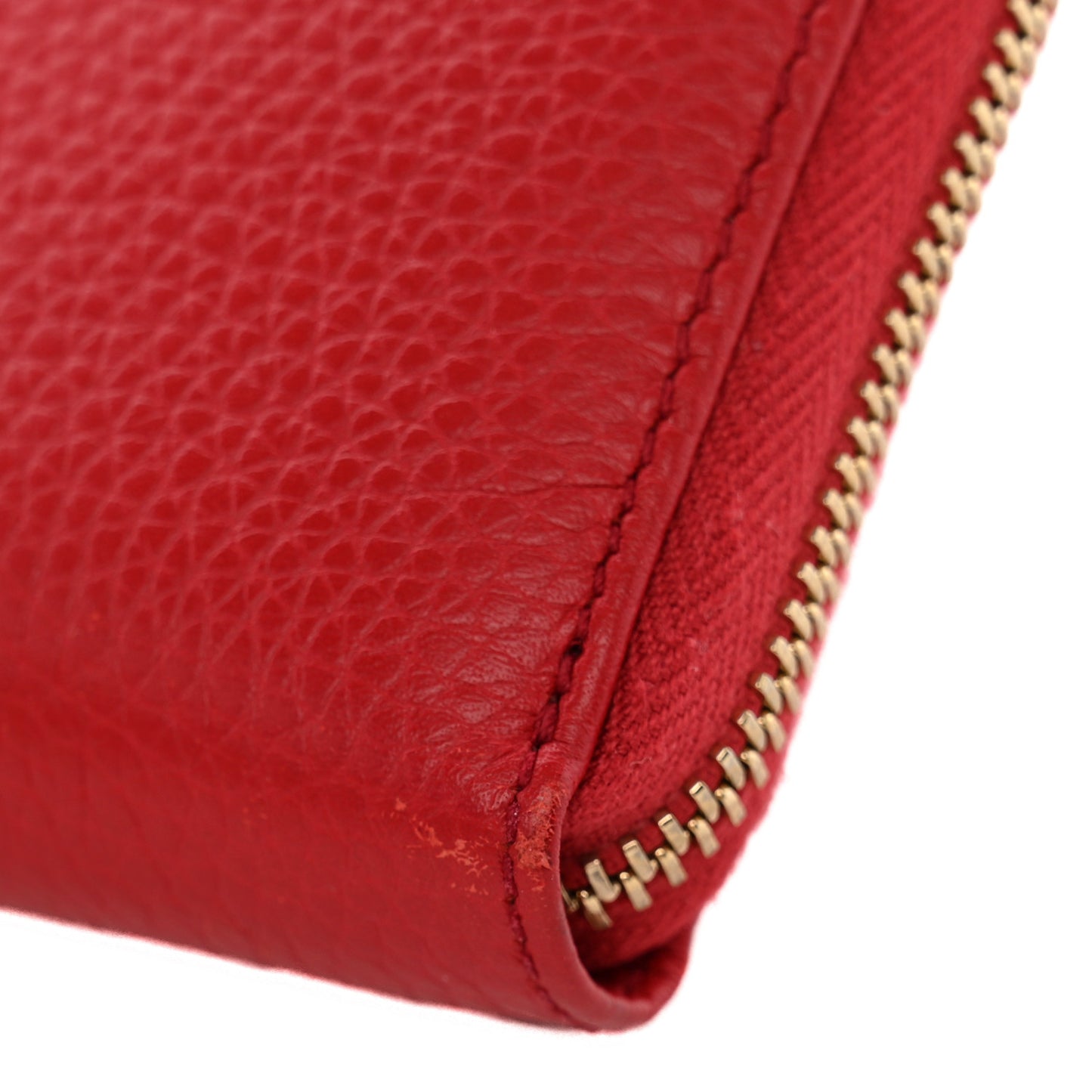 Pebbled Calfskin Soho Zip Around Wallet Red