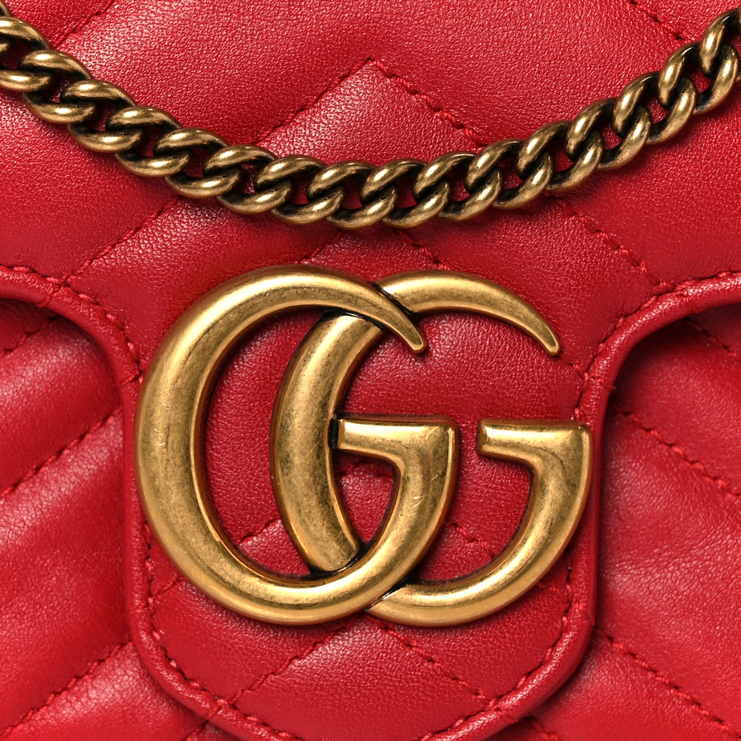 Gucci Calfskin Matelasse Super Mini GG Marmont Shoulder Bag Hibiscus Red 8 of 10