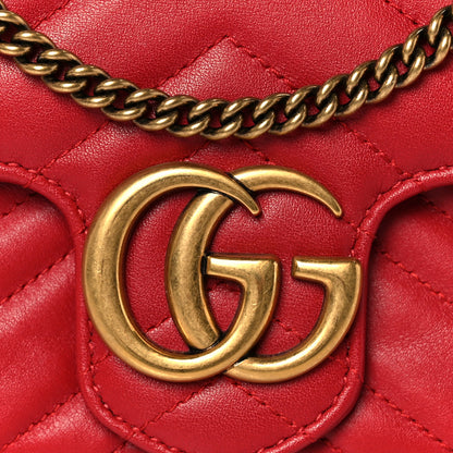 Gucci Calfskin Matelasse Super Mini GG Marmont Shoulder Bag Hibiscus Red 8 of 10