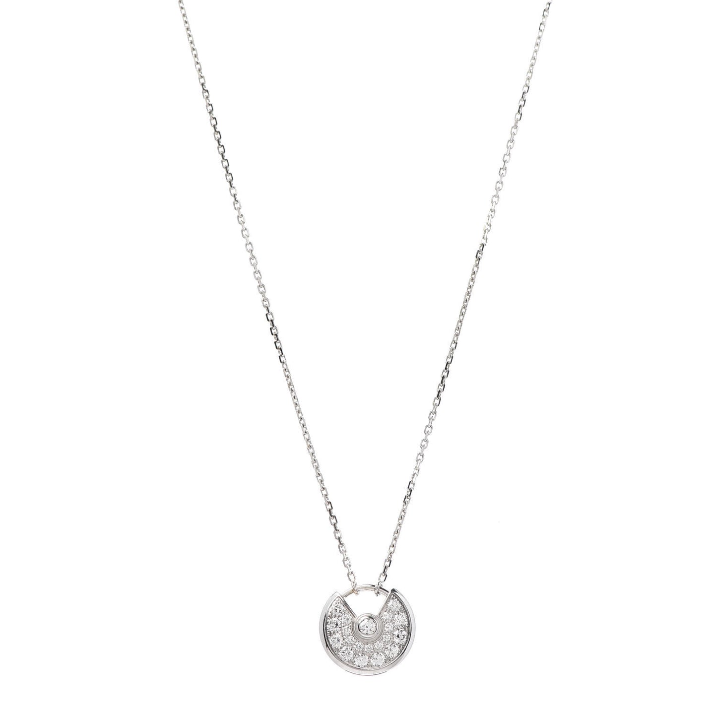 18K White Gold Diamond XS Amulette de Pendant Necklace