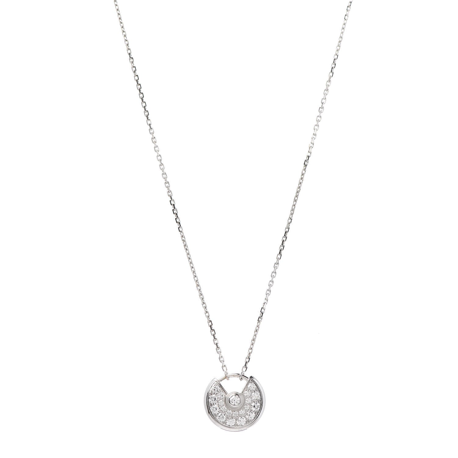 Cartier 18K White Gold Diamond XS Amulette de Pendant Necklace 1 of 5