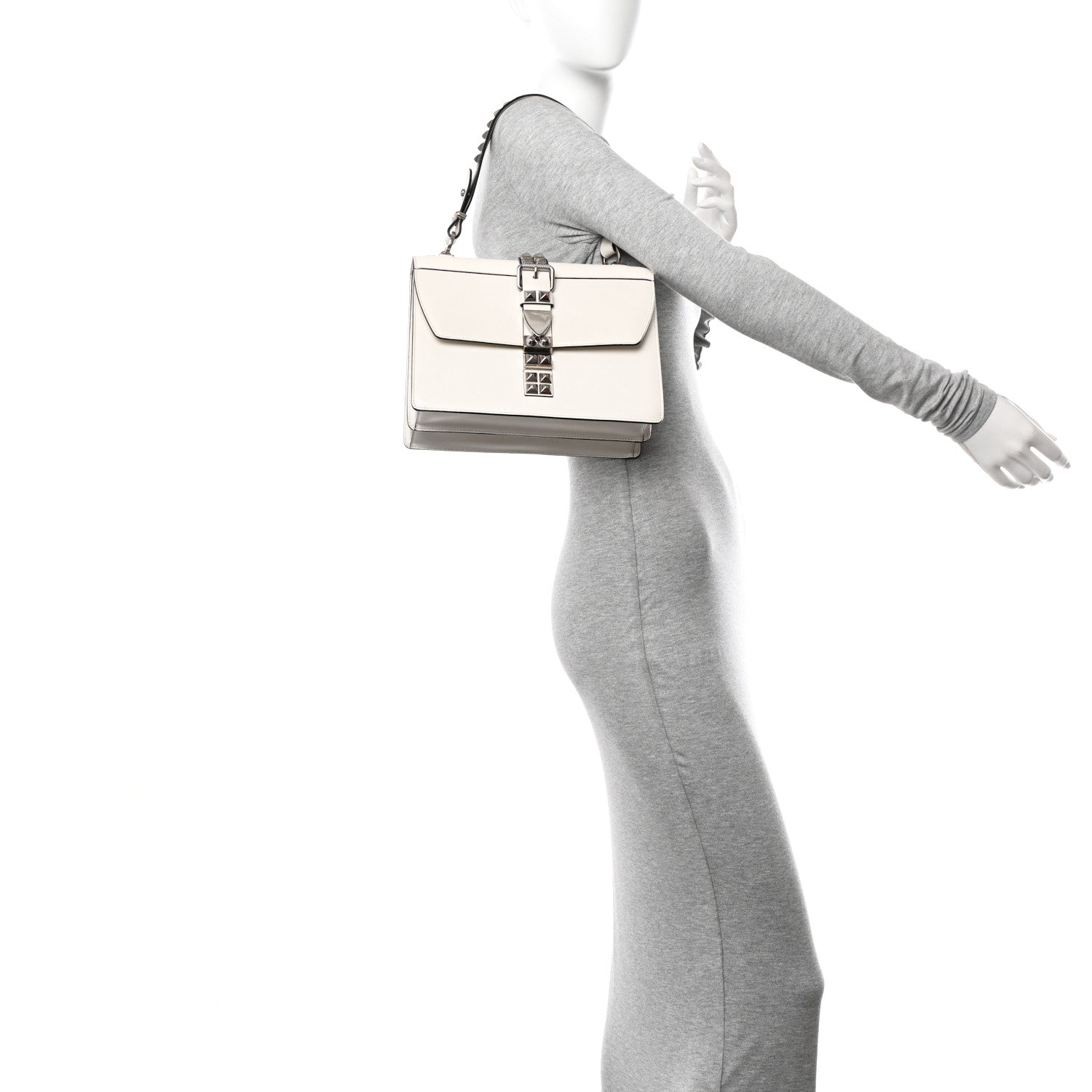 Prada Saffiano City Calfskin Studded Elektra Shoulder Bag White 2 of 11
