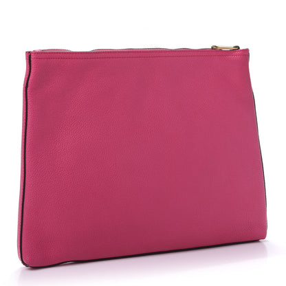Gucci Pebbled Calfskin Medium Logo Portfolio Clutch Box Pink Green 3 of 8