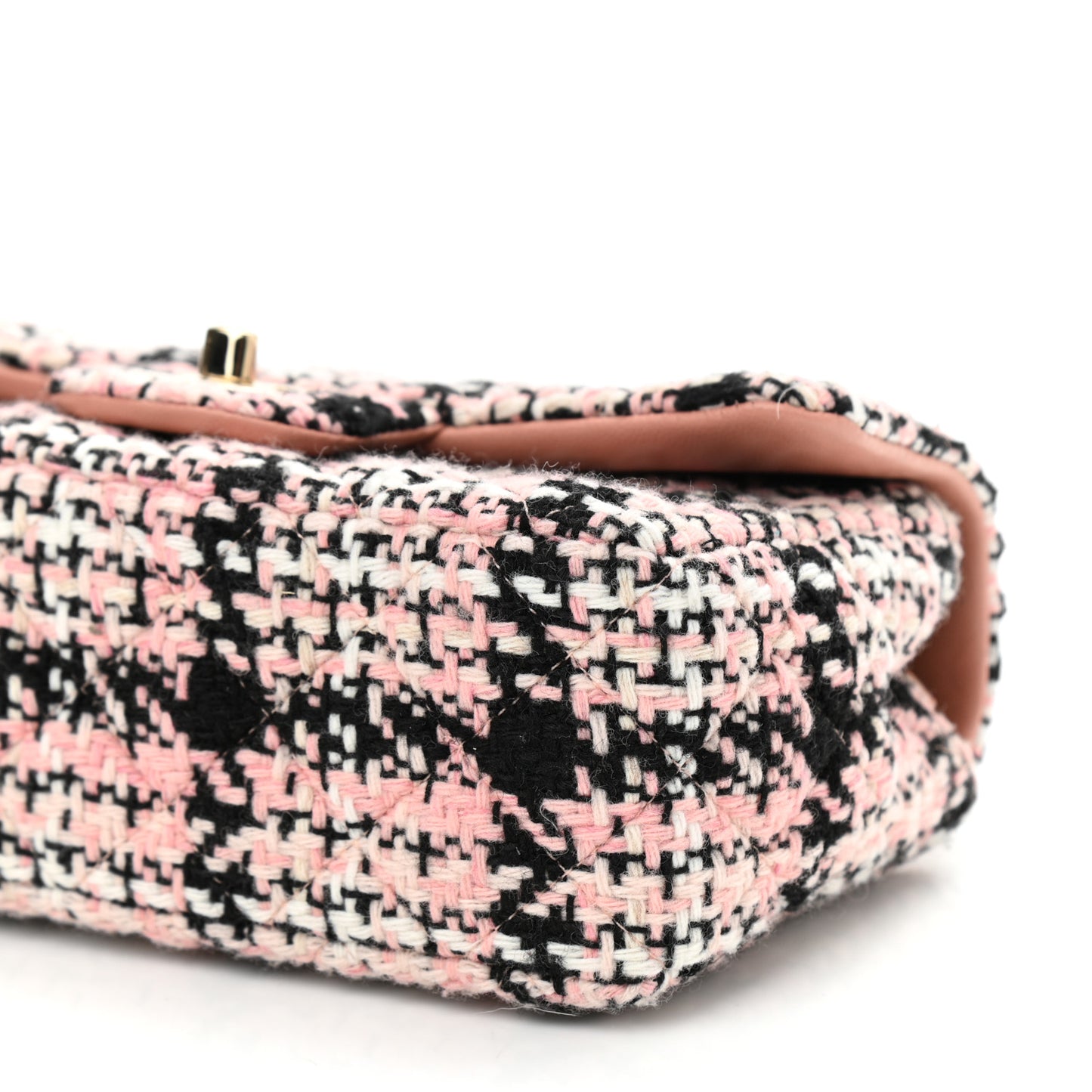 Tweed Quilted Mini Rectangular Flap Pink Black White