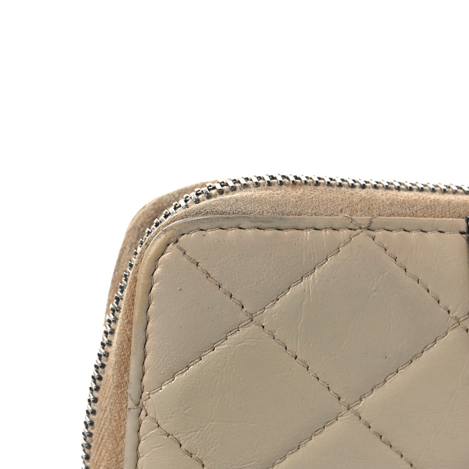 Chanel Aged Calfskin Quilted Large Gabrielle Zip Around Wallet Beige Black 12 of 12