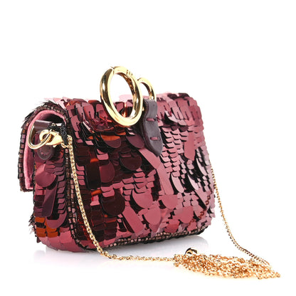 Fendi Sequin Paillettes Shiny Nappa Sex and the City Nano Maxi Buckle Baguette Charm Granata 3 of 13