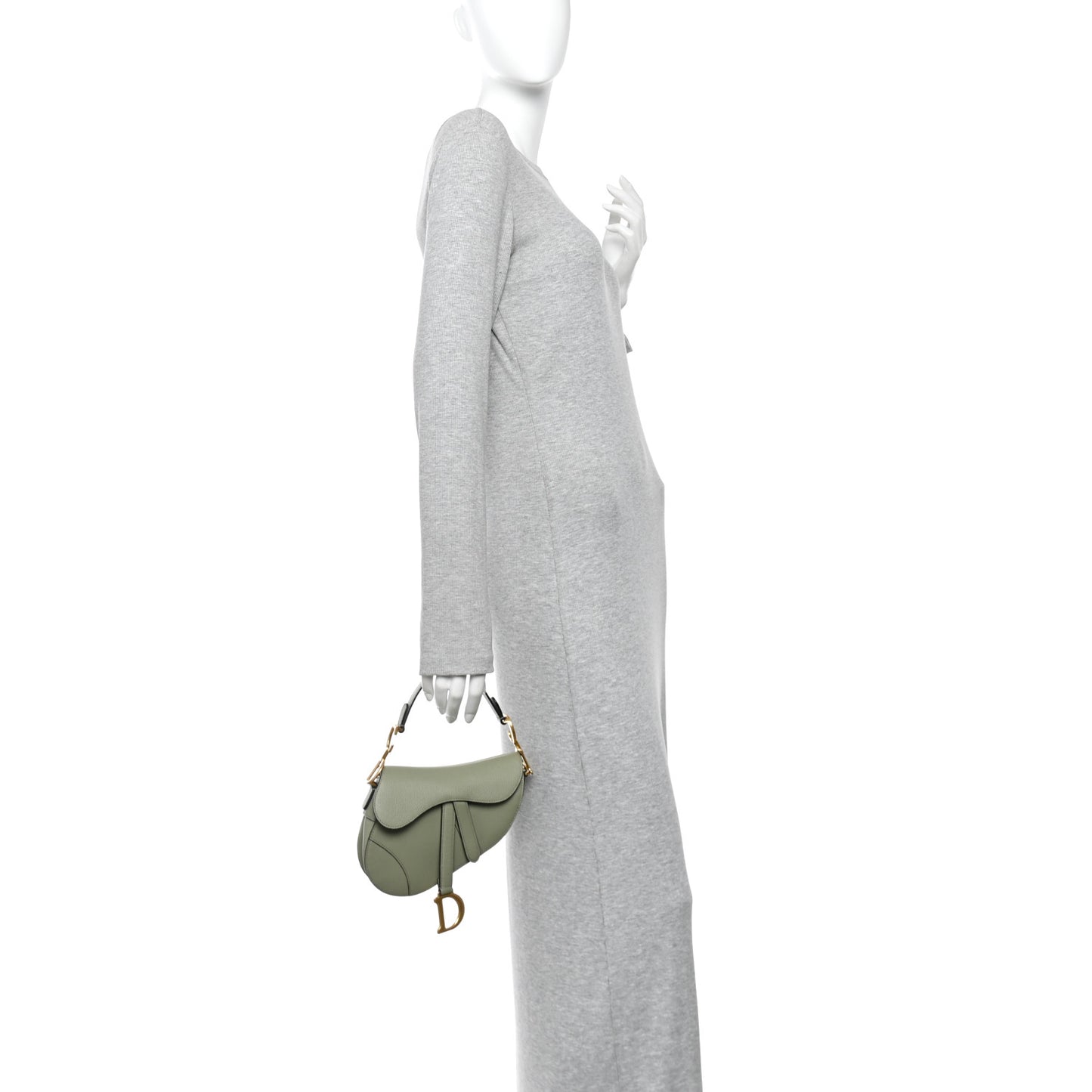 Grained Calfskin Mini Saddle Bag Sage Green