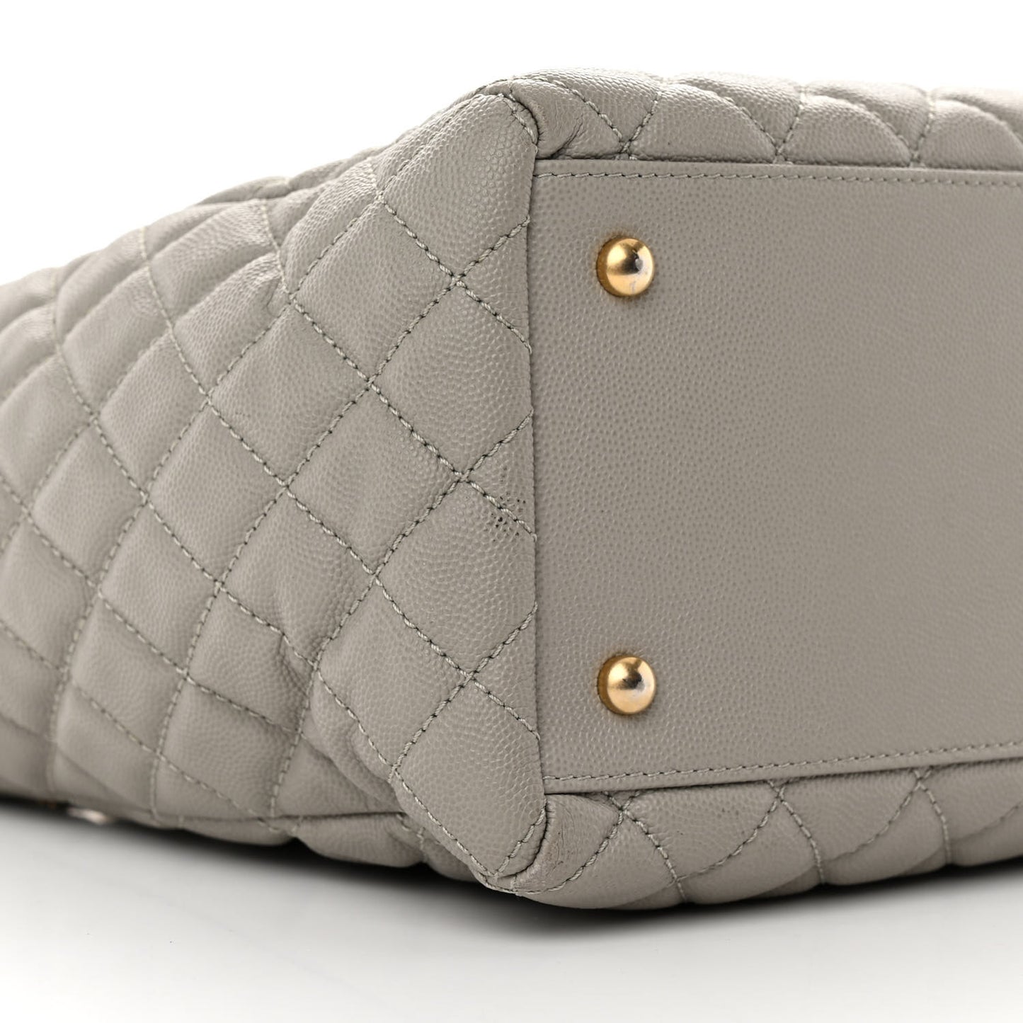 Caviar Quilted Coco Handle Shopping Tote Grey