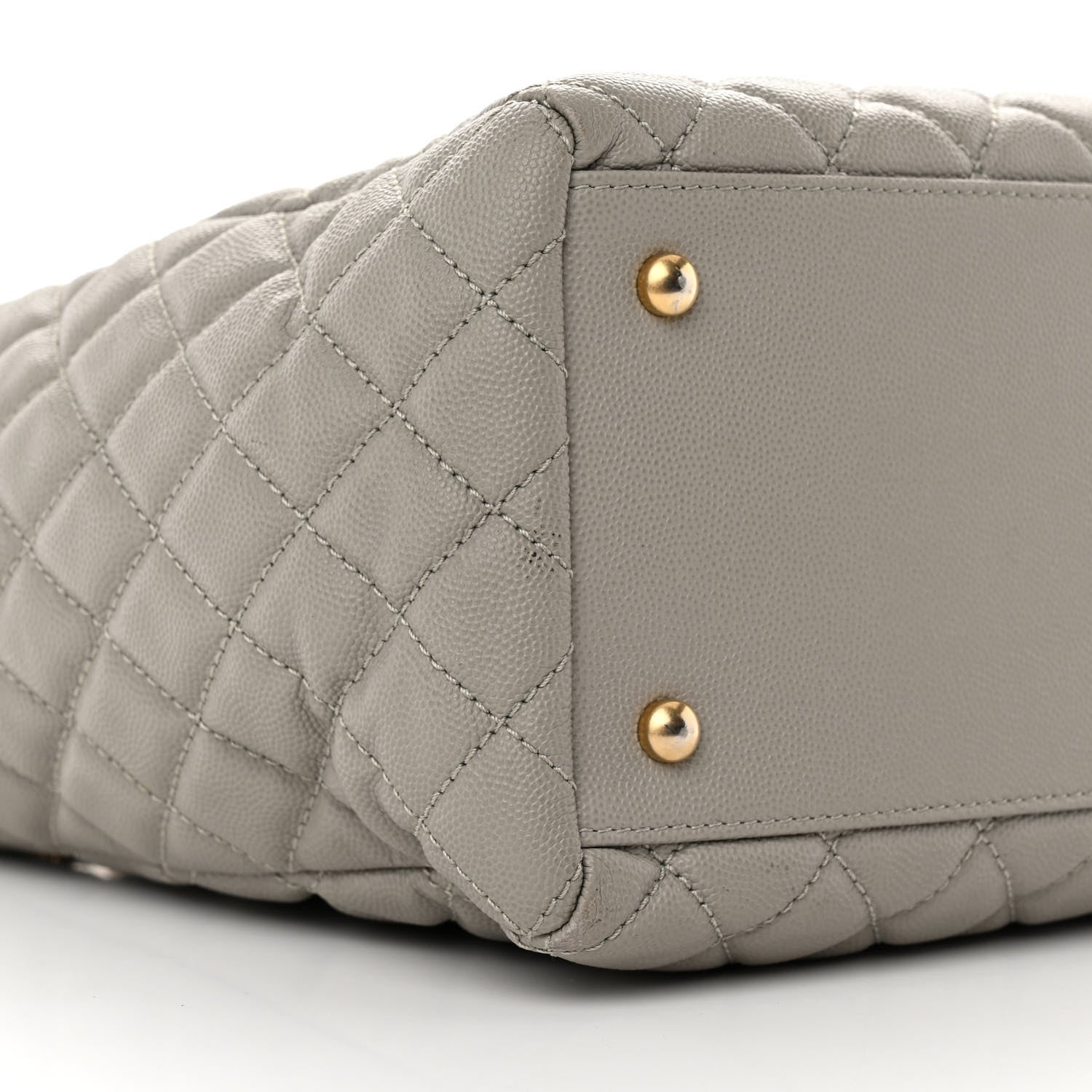 Chanel Caviar Quilted Coco Handle Shopping Tote Grey 9 of 19