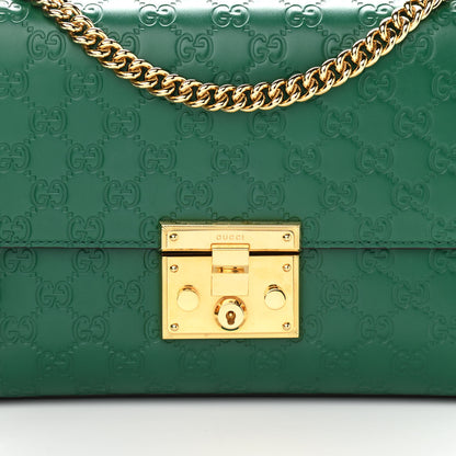 Gucci Guccissima Medium Padlock Shoulder Bag Emerald 7 of 9