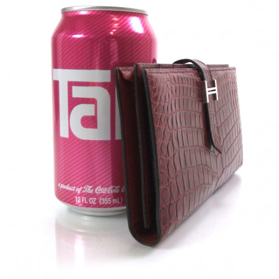 Hermes Matte Crocodile Bearn Wallet w Gusset Rouge 3 of 9