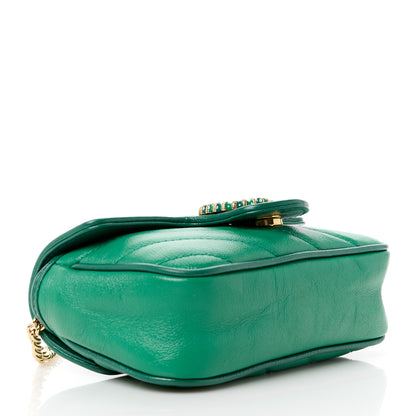 Gucci Azalea Calfskin Enamel Matelasse Diagonal Super Mini Torchon GG Marmont Shoulder Bag New Shamarock Emerald 4 of 11