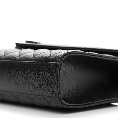 Saint Laurent Grain De Poudre Textured Mixed Matelasse Triquilt Medium Monogram Satchel Black 10 of 12