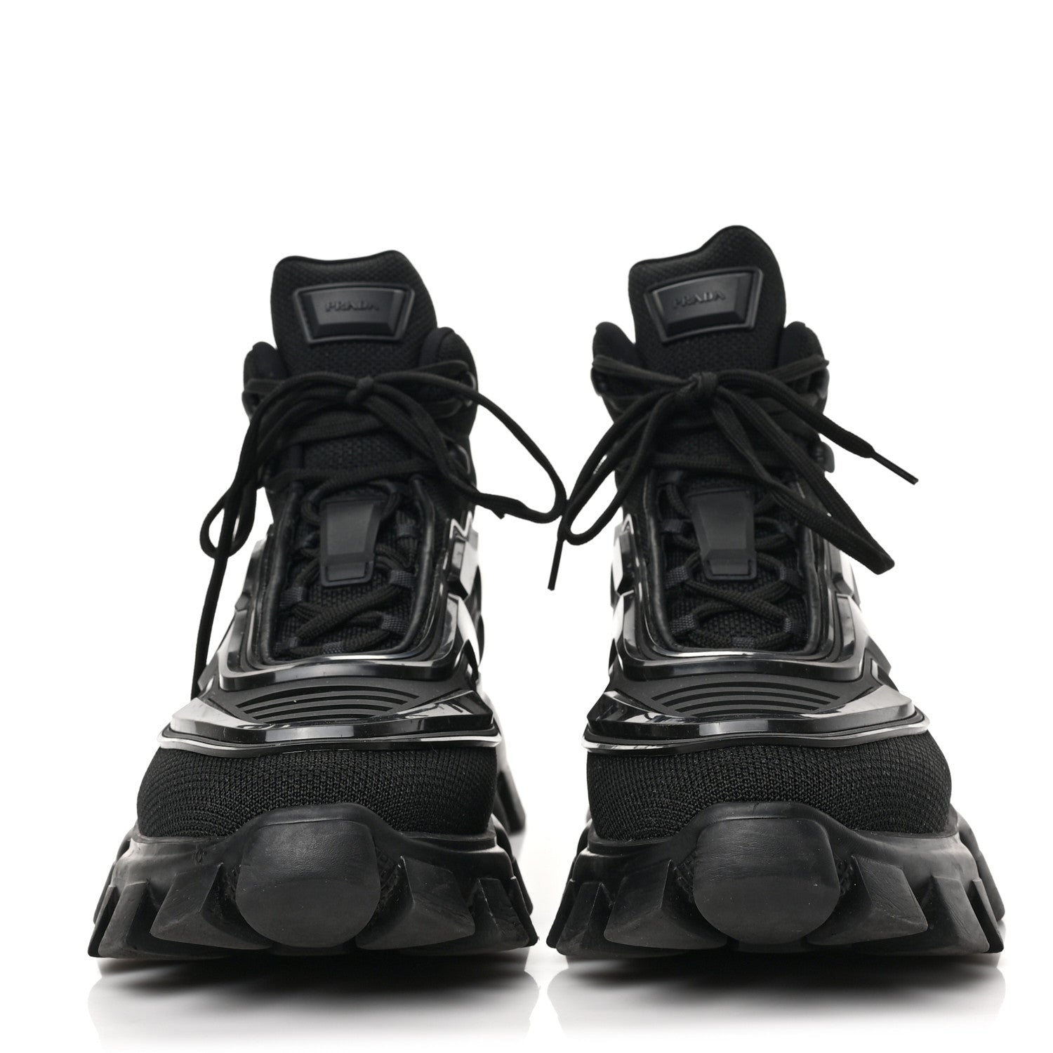 Prada Knit Fabric Cloudbust Thunder High Top Sneakers 8 Black 2 of 7