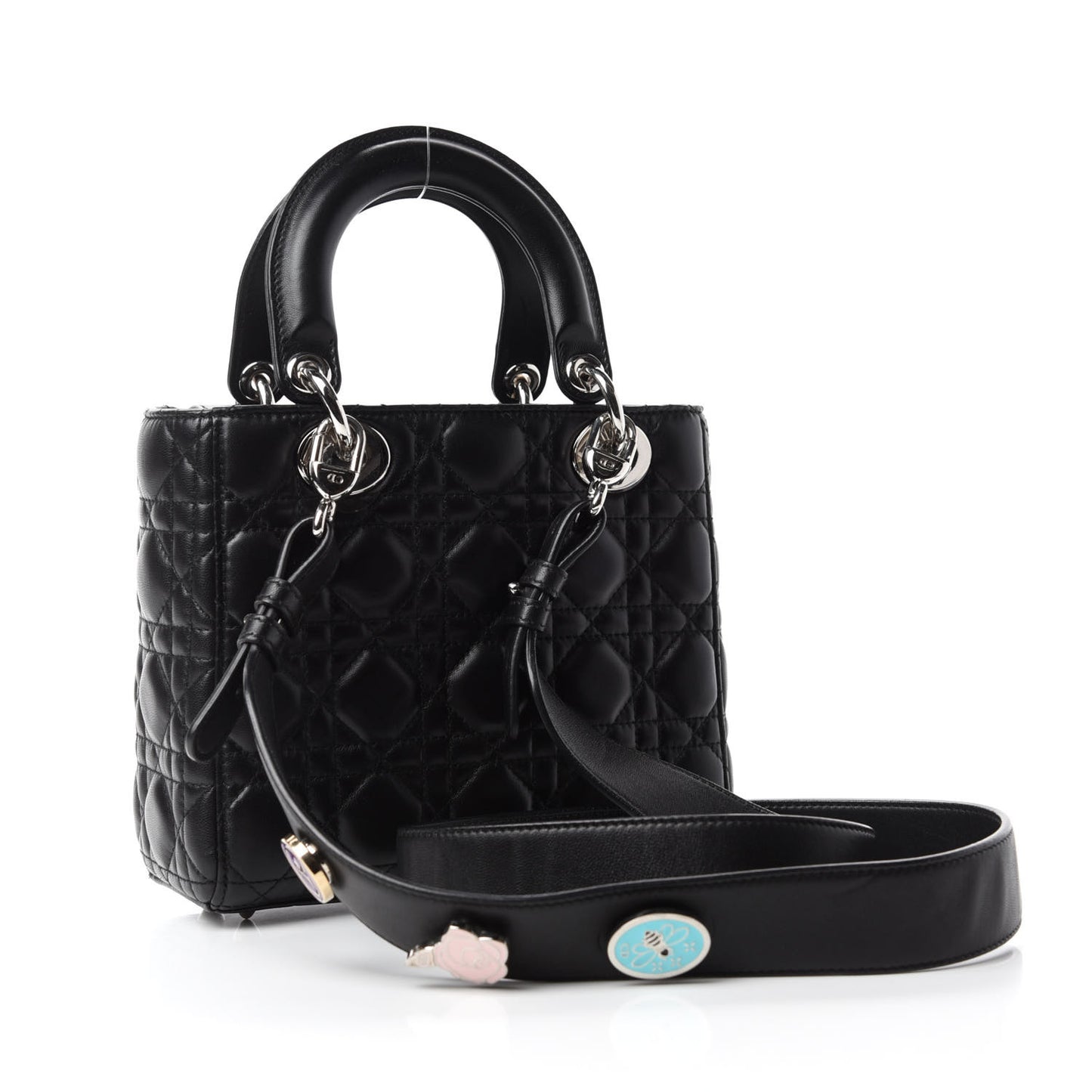 Lambskin Cannage Small Lucky Badges My Lady Dior Black