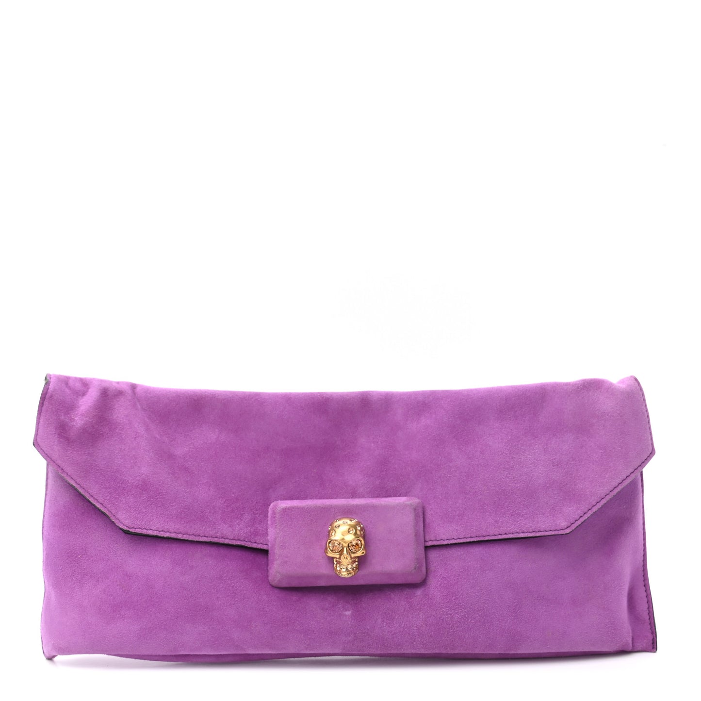 Suede Skull Clutch Purple