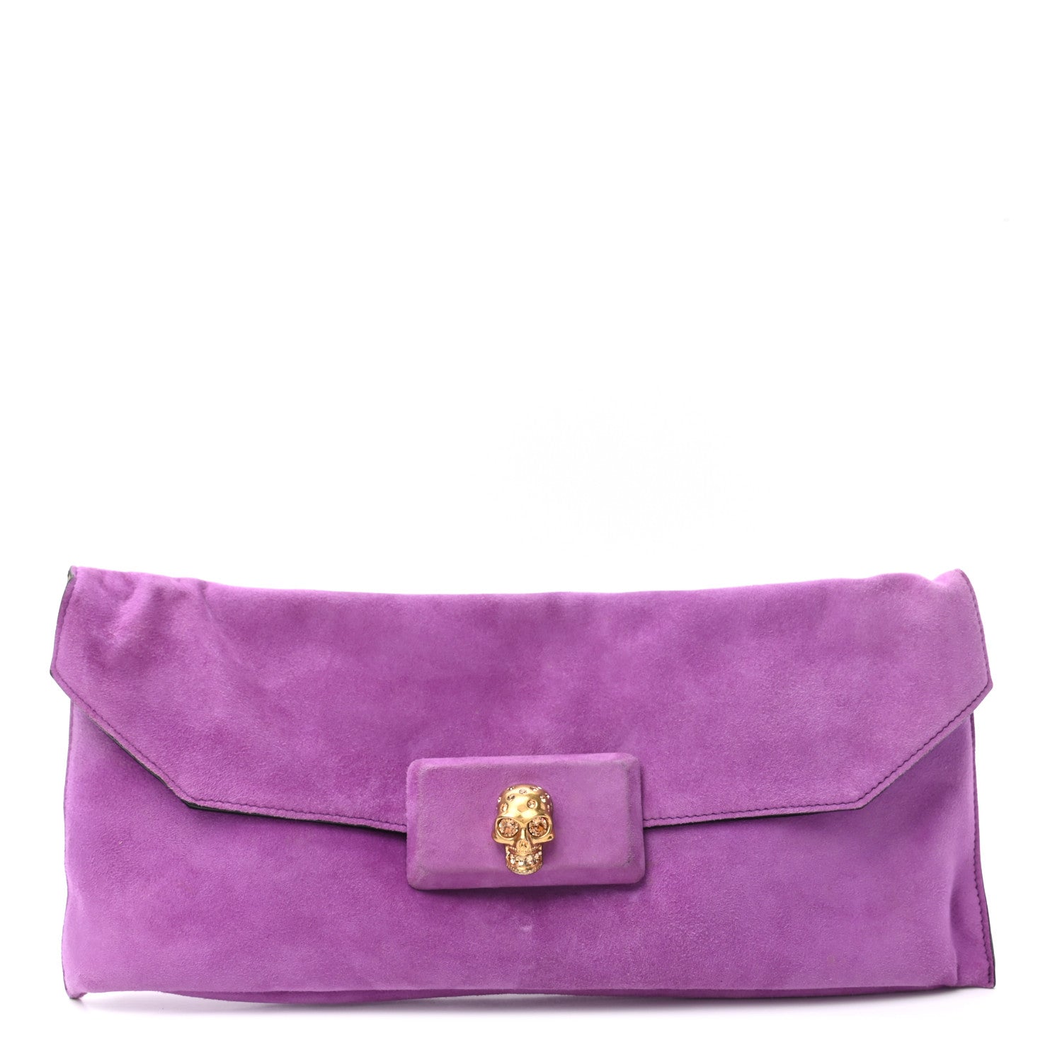 Alexander McQueen Suede Skull Clutch Purple 1 of 9