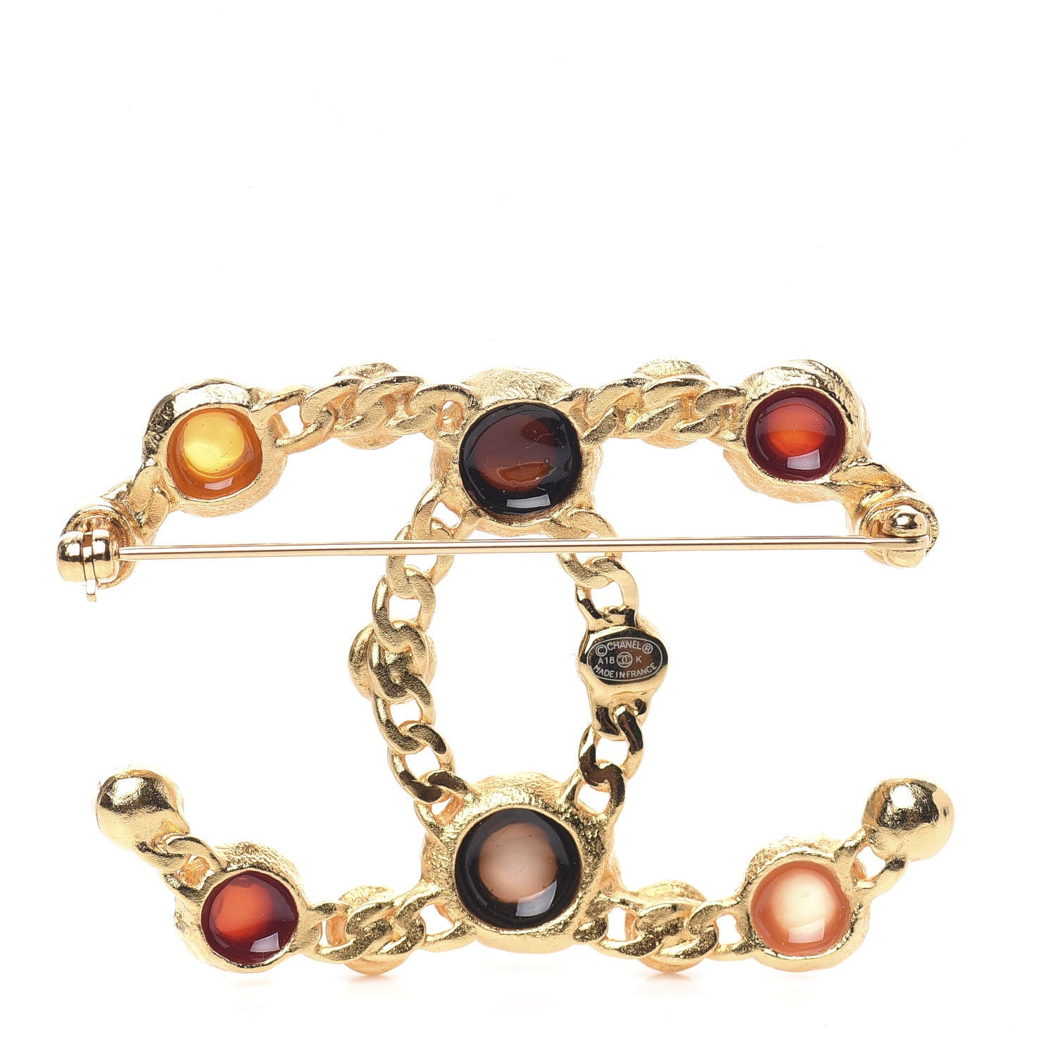 Chanel Gripoix Pearl CC Brooch Gold Multicolor 3 of 5
