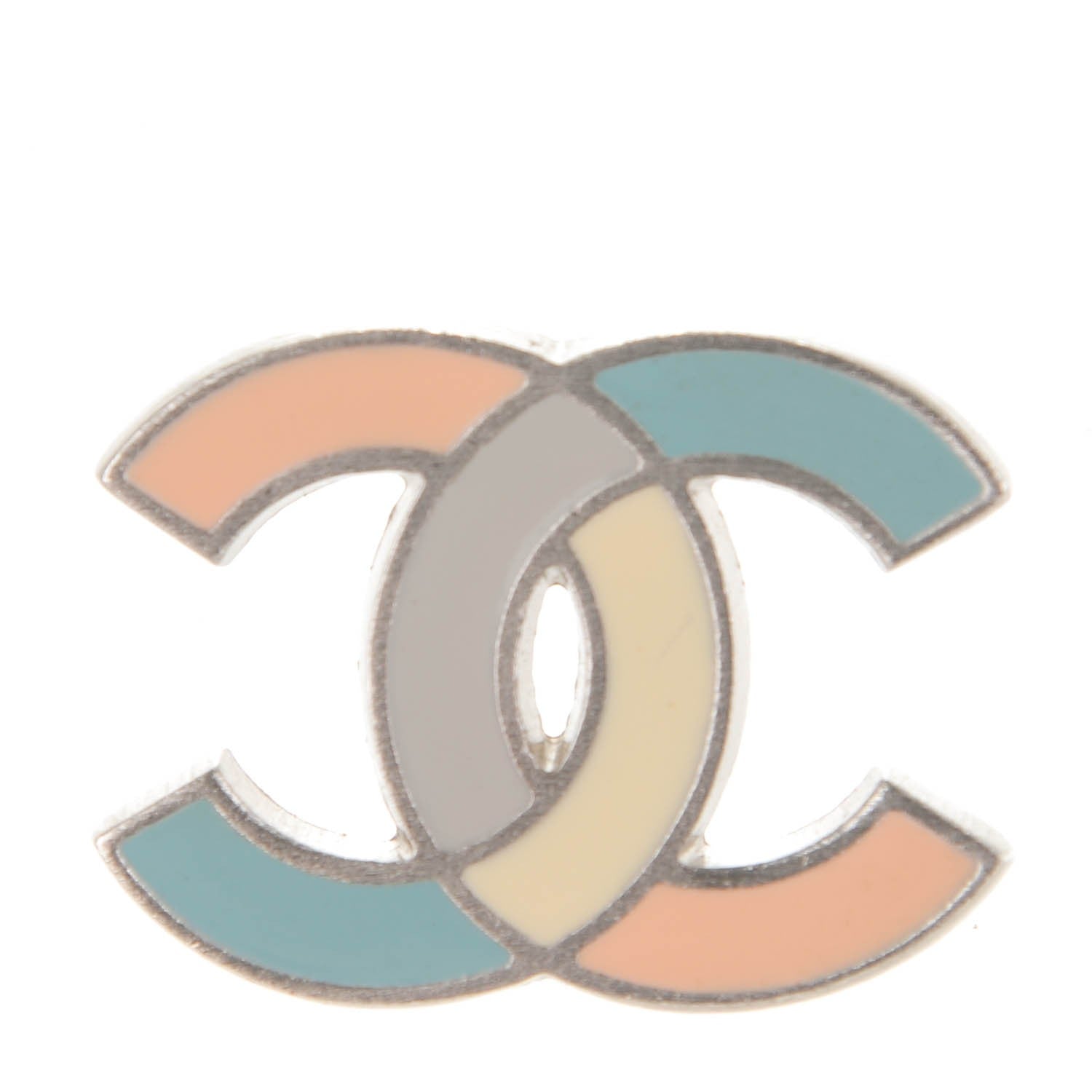 Chanel Enamel CC Brooch Silver Multicolor 1 of 5