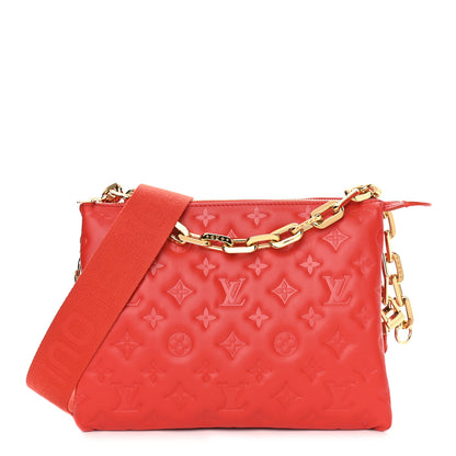 Louis Vuitton Lambskin Embossed Monogram Coussin PM Red 1 of 7