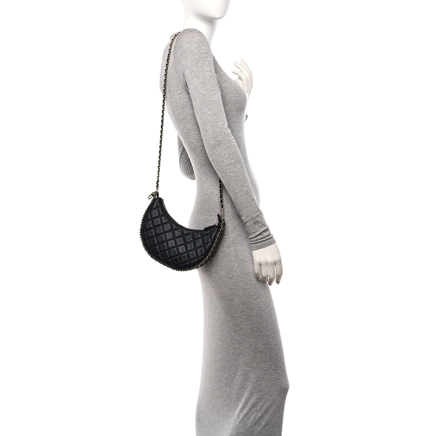Chanel Lambskin Quilted Small Hobo Bag Black 2 of 10