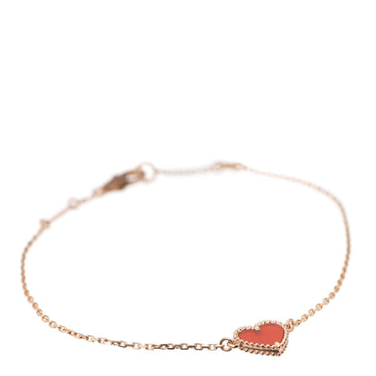 Van Cleef & Arpels 18K Rose Gold Carnelian Sweet Alhambra Heart Bracelet 1 of 7
