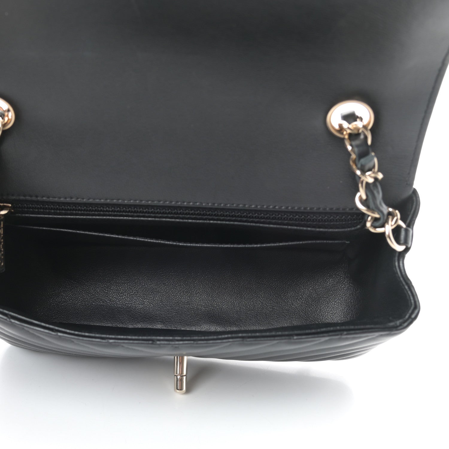 Chanel Lambskin Chevron Quilted Mini Rectangular Flap Black 5 of 14